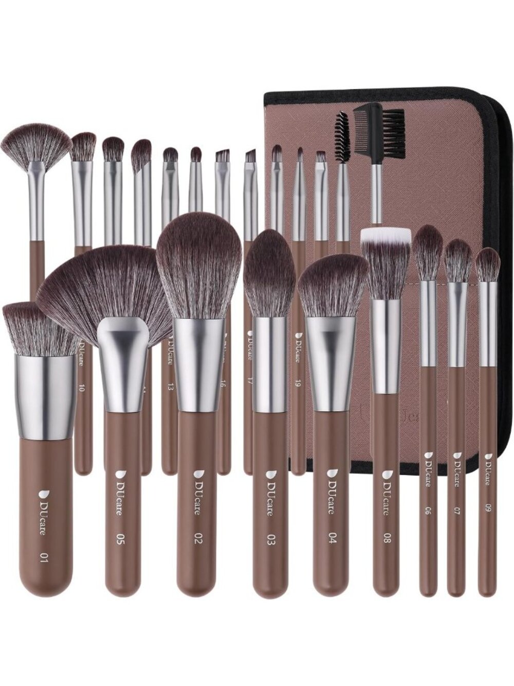 22Pcs Professional Makeup Brush Set with Foldable Bag - Kabuki, Foundation